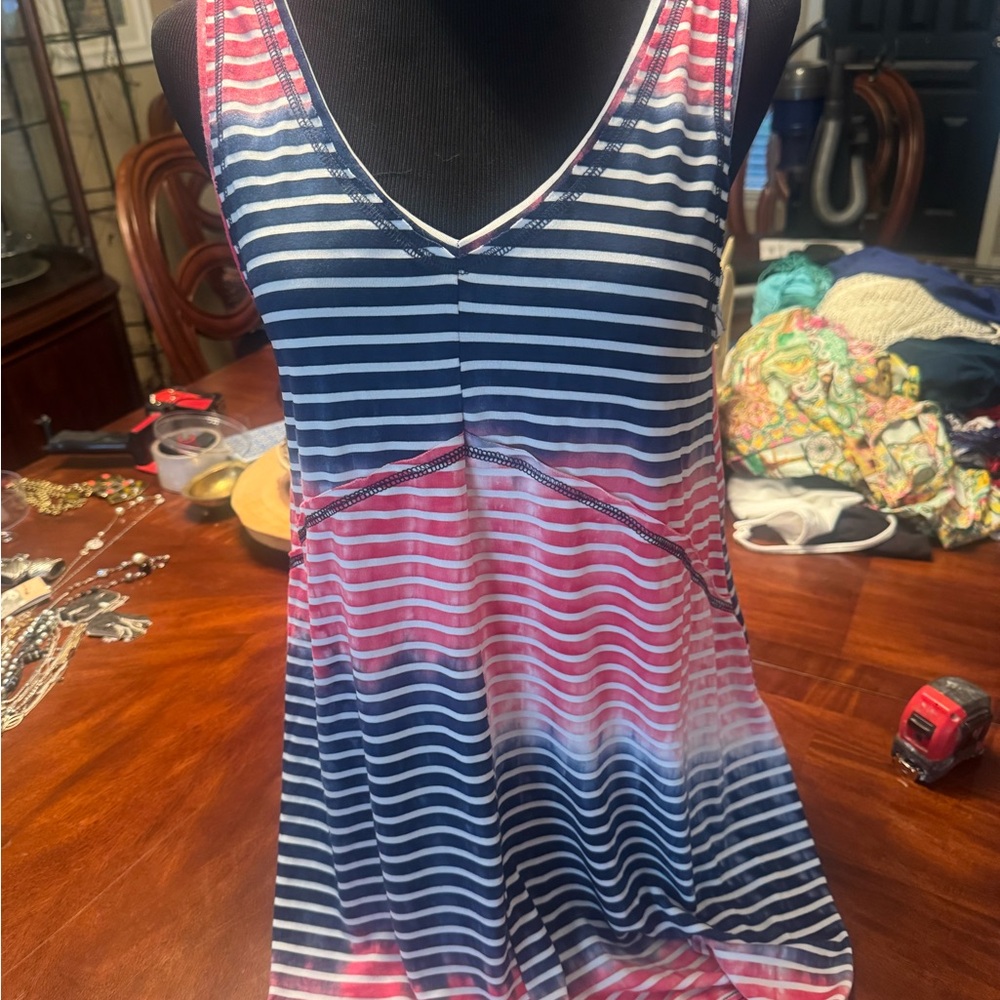 Suzanne Betro Navy and White Striped Top